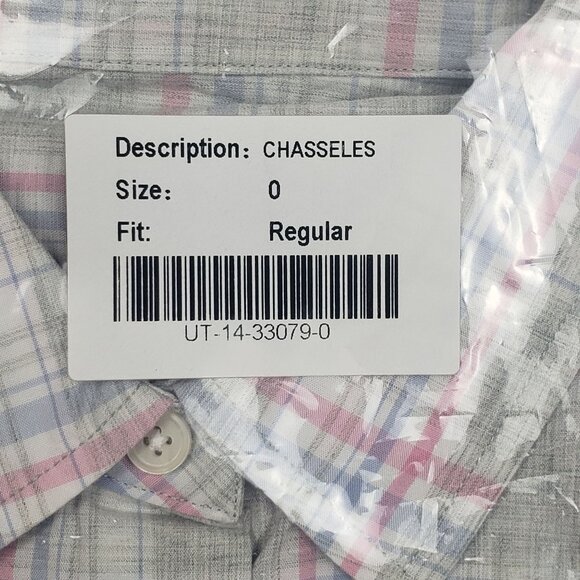 UNTUCKit Chasseles Cotton LS Shirt Lt Blue Green Pink Plaid Womens 0 Regular Fit - Picture 12 of 16
